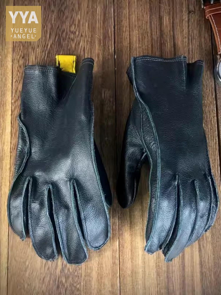 Horse Riding Glove - Vintage Erkek Motosiklet Sürme Inek Derisi